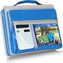 Ndsox Zipper Binder 3 Ring with Handle, 2 Inch O-Ring Document Organizer Middle School Binder with Zipper for Students, 5-Tab Expanding File Folder & 2 Mesh Pouches, DIY Clear Front Pocket, Blue