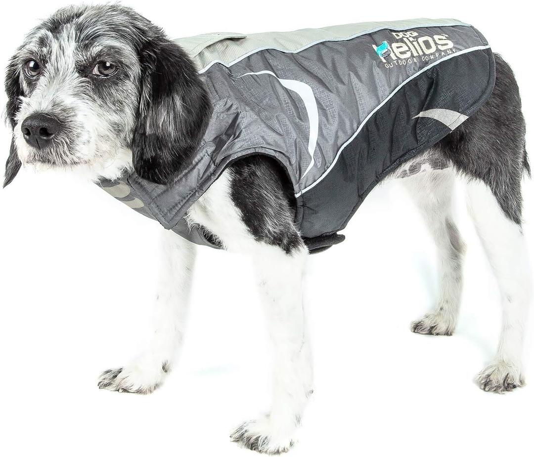 DOGHELIOS 'Altitude-Mountaineer' Wrap-Velcro Protective Waterproof Pet Dog Coat Jacket w/ Blackshark Technology, Large, Black, Grey (Large, Black, Grey)