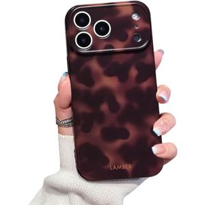 Cute Phone Case for iPhone 17 Pro Max Case Tortoise Shell Pattern Leopard Full Camera Protective Slim Shockproof Cool Trendy Aesthetic-Brown Amber
