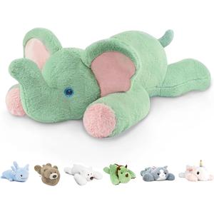 Niuniu Daddy 20" | 3.3 Pound Elephant Weighted Stuffed Animals, Large Pillowfort Plush Animal Toys for Kids Adults, Large Body Pillow for Gifts Presents Birthday Christmas Holiday (Mint Green)