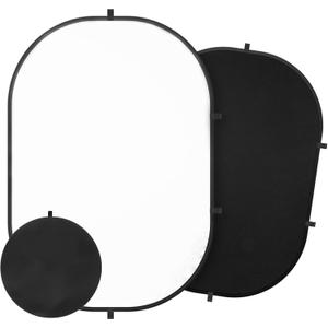 3x5ft/100x150cm Backdrop for Photography, Double Sided White Screen and Black Screen, 2 in 1 Collapsible and Reversible Background for Photography, YouTube Videos,and Live Streaming