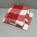 AQOTHES Red White Plaid Christmas Throw Pillow Covers 18x18 Inch Set of 2, Boucle Decorative Pillow Covers,Cozy Fluffy Home Living Room Farmhouse Decor for Sofa Couch Bed