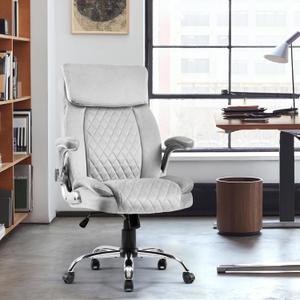 Ergonomic Swivel Office Chair Velvet High Back Adjustable Height Computer Desk Chair Executive Computer Chair for Home Office Bedroom (Grey)