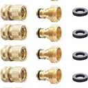 HQMPC Garden Hose Quick Connect Solid Brass Quick Connector Garden Hose Fitting Water Hose Connectors 3/4 inch GHT (6 Sets)