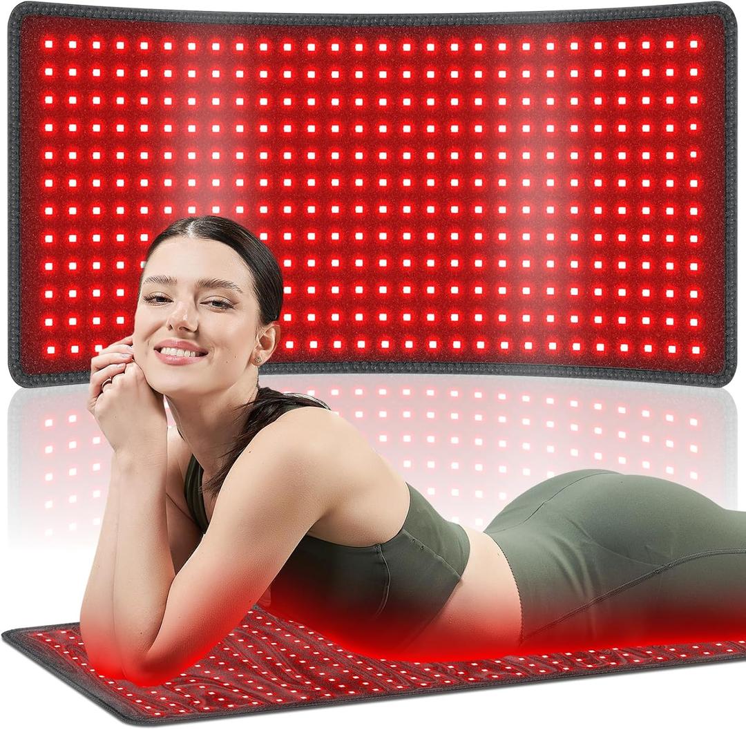 Red Light Therapy Pad for Body 406 LEDs 660nm & 850nm, 60W Foldable Near Infrared Light Mat with 5 Level Heating Mode, Smart Temp & Timer, Back, Waist, Shoulder Muscle & Pain Relief
Model D406