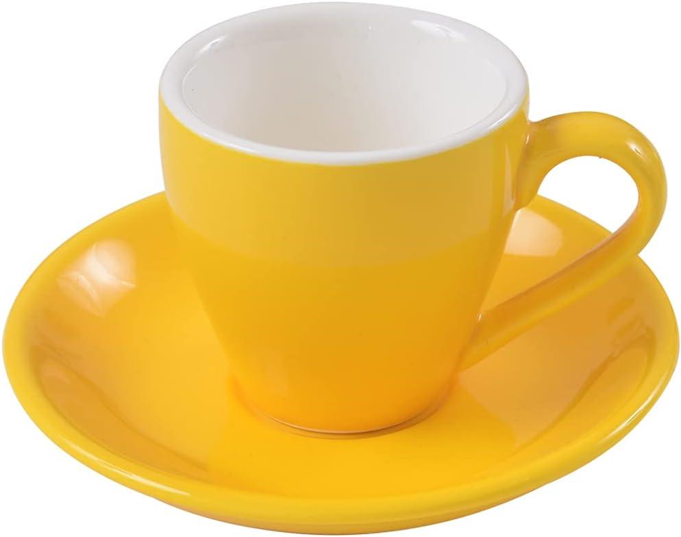 ionEgg Porcelain Espresso Cup with Saucer, Espresso shot Cup, 80ml/2.7Oz, Yellow