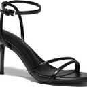 Coutgo Womens Strappy High Heels Open Almond Toe Dress Shoes Ankle Strap Summer Heeled Sandals (6.5, Black)
