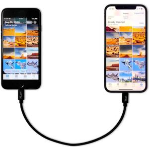 Compatible for iPhone to iPhone Transfer Cable Male to Male Data Migration, iOS 14 to 8 pin OTG Cable Sync Photo/Video Wired Cord, for iPhone 14/13/12 Mini/Pro Max/11/Xs/Xr/8 Series - 0.8ft