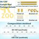 Gold Curtain Rods 66 to 120 Inches(5.5-10 Feet),5/8 inch Splicing Drapery Rods with Cuboid Style Design,Small Curtain Rods Set,Size: 36''-120'',Brass Gold