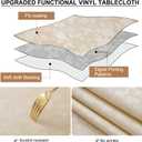Smiry Rectangle Picnic Table Cloth, Elastic Waterproof Fitted Heavy Duty Vinyl Tablecloths, Wipeable Washable Table Covers for Kitchen, Dining, Camping, Outdoor (Beige, 30" X 72")