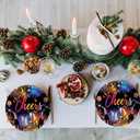 7"Happy New Year Party Plates, 2026 New Year Eve Paper Plates for Holidays Firework Disposable Party Dessert Plate, New Year's Eve Tableware Supplies for Party Celebration Supplies Decorations, 24pcs
