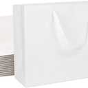 12 Kraft Gift Bags - Bulk Large Size 12.5x4.5x10 Inches, White Paper Shopping Bags with Ribbon Handles, Perfect for Parties, Weddings, Retail