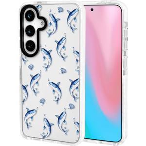 ChiCsFleur for Samsung Galaxy S23 FE Case, TPU Phone case with Camera Protection for Women Girls Teens - Blue Whale Shark Artsy Cartoon Pattern Shell Bubble Ocean Gift Kawaii Aesthetic Unique