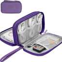 Skycase Electronic Organizer Travel Case - Waterproof Travel Cord Pouches for Organization, Cable Organizer, All-in-One Double Layers Storage Bag for Accessories, Charger, Cable, Purple (Medium)