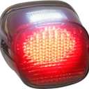 NTHREEAUTO Smoked LED Tail Light Motorcycle Rear Taillights with Brake License Plate Lights Compatible with Harley Dyna, FLST, FXSTB, FXST, Touring Models