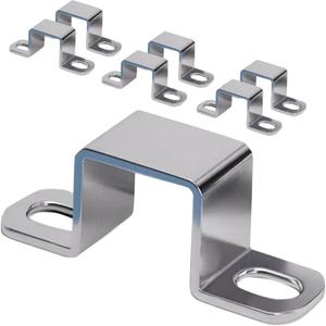 304 Stainless Steel Heavy Duty Square Pipe Clamp U-Bracket for Metal Pipe Wood Batten - 6 Pack Silver (1-3/8x1-3/8 inch)