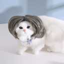 2 x Funny Dog Cat Cosplay Wig, Headwear Apparel Toy, Pet Costumes, Cat Dress up for Halloween, Christmas, Parties, Festivals, Dog Wigs for Small Medium and Large Dogs (Dark Grey)