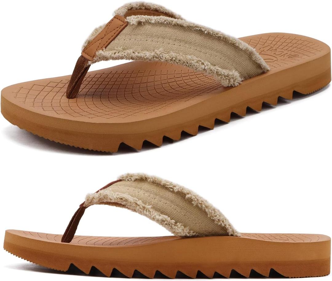 ONCAI Men's Rubber Flip Flops Trendy Summer Beach Pool Shower Sandals with Yoga Mat Non-slip Outdoor Cushion Soles (9.5)