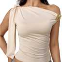 Milumia Women's Butterfly Decor Tie Knot Off Shoulder Top Sleeveless Elegant Going Out Tops (S)