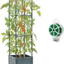 Raised Garden Bed with Tomato Planter Cage, Trellis Planter Boxes for Outdoor Patio Greenhouse Gardening Climbing Vegetables (9.84*9.84*41.3 inch)