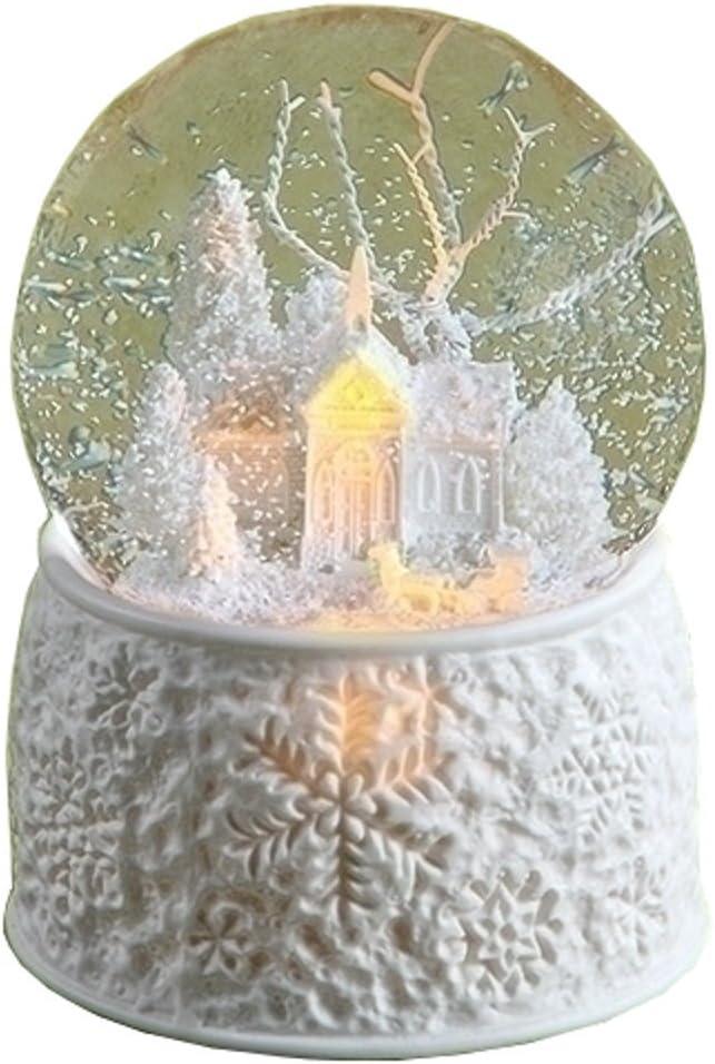 6" LED Porcelain Church With Sleigh Dome Battery Operated Without Batteries 100M Plays First Noel