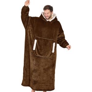 yescool Wearable Blanket Hoodie, Flannel Sherpa Fleece Blanket Sweatshirt for Adults Women Men,One Size Fits All