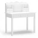 Solid Pine Wood Legs Writing Desk with 7 Drawers White