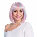 Suncalla Short Bob Wig with Bangs Colorful Party Wigs for Women Colored Cosplay Costume Daily Party Flapper Wig Hairpieces with Cap for Halloween Bachelorette(with Bangs,Pink,Blue)