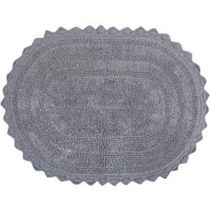 DII Crochet Collection Reversible Bath Mat, Small Oval, 17x24(1'5" x 2'), Gray