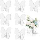 8 Pcs Butterfly Flower Vase, 8'' x 6'' Clear Acrylic Vase for Flowers, Clear Acrylic Butterfly Vase, Modern Art Vases for Home Decor Desktops Bookshelf Bedroom Living Room Wedding House Warming Gifts