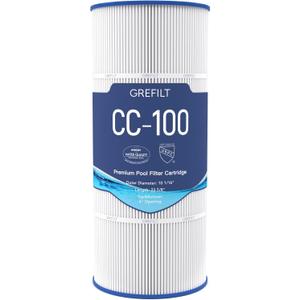 CC100 Pool Filter Cartridge, Compatible with Pentair CC100, CCRP100, Replaces Pleatco PAP100, Unicel C-9410, Filbur FC-0686, Pentair R173215, 100 sq.ft, Dimensions: 23 5/8" x 10 1/16"