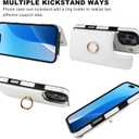 ONETOP for iPhone 16 Pro Max Wallet Case with Card Holder, 360 Rotation Ring Kickstand RFID Blocking PU Leather Double Magnetic Clasp Shockproof Cover for Women and Girls 6.9 Inch (White)