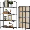 4-Tier Wider Foldable Bookshelf, Black Frame & Walnut Shelves
No-Assembly Collapsible Portable Storage Organizer; Sturdy Walnut Finish Shelves; Ideal for Living Room & Home Office