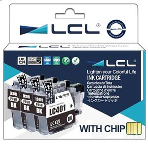 LCL Compatible Ink Cartridge Replacement for Brother LC-401 LC401 LC-401BK LC401BK MFC-J1010DW MFC-J1012DW MFC-J1170DW (3-Pack Black)
