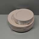 FLOWERCAT 100PCS Pink Plastic Plates - Heavy Duty Pink Party set Disposable serve for 50 guests -10 inch Dinner + 7 inch Dessert/Salad Plates for Easter,Birthday Party,Mother's Day