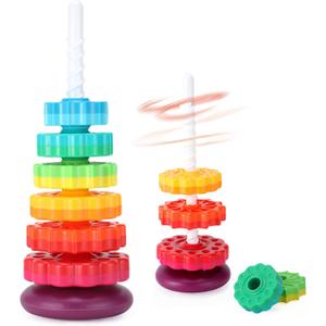 Educational Spinning Stacking Toys, 1-3 Rainbow Ring Stacker Montessori for Babies, Sensory Toys for Toddlers, Christmas and Birthday Gifts Suitable for Boys and Girls