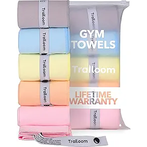 Microfiber Gym Towels, Quick Dry, Highly Absorbing, Odor-Free
Men & Women - Workout Sweat Sports Towel for Hot Yoga, Tennis, Running, Exercise, Working Out, Camping, Set of 5