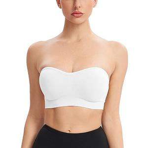 Gnowann Strapless Bras for Women Non-Slip Silicone Bandeau Bralette Seamless Wireless Strapless Bra Padded Tube Top, XL
