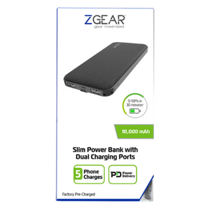 Zgear Slim Power Bank 10,000 mAh with DUAL Charging Ports