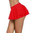 Afibi Women Sexy Pleated Mini Skirt Solid Ruffle Lingerie Skirts (Medium, Red). Size S