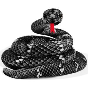Snake Plush, Stuffed Snake Animal, 80in Large Toy Snakes for Kids, Giant Stuffed Animals Snake, Lifelike Plush Snake for Birthday Gift Party Prank Prop (Black) (71in)