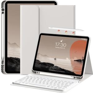 kenke for iPad Air 11 Inch M3/M2 (2025/2024), iPad Air 5/4th Gen (2022/2020) 10.9 Inch Case with Keyboard, Detachable Wireless Bluetooth Keyboard Cover with Left Side Pencil Holder (Gray)