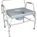 DMI Drop Arm Portable Toilet Commode, Extra-Wide Seat, 500 Pound Weight Capacity, Bucket with Lid Included, Adjustable Legs, Elderly Assistance Products, Grey