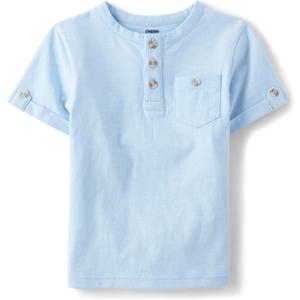Gymboree Boys and Toddler Short Sleeve Henley Top (7, Party Blue)