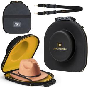 Cowboy Hat Box for Travel | Luxury Vegan Leather Cowboy Hat Travel Case with Carrying Handle, Luggage & Shoulder Straps - Large Hat Carrier for Cowboy, Panama & Tweed Hats