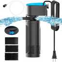 AquaMiracle Submersible Aquarium Filter 3-Stage in-Tank Filter with Dual Water Outlet & Aeration, Water Flow Adjustable 300GPH Internal Fish Tank Filter for 60-150 Gallon Aquariums