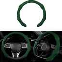 Mandark Car Steering Wheel Cover, Suede Sport Vehicle Steer Wheel Protector Fitting 15 Inch, Non-Slip Comfortable Automotive Interior Decoration Accessories, Universal for Most Cars (Black Green)