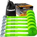 1" x 12' Lashing Straps Cargo Tie-Down Strap Up to 900lbs, 6pk Cam Buckle Tie Down Strap for Cargo Lashing, with Carrying Bag, Green