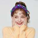 3 x WantGor Pearl Knotted Headband, Women Rhinestone Embellished Hairband Elegant Wide Top Knot Bride Headbands Headpieces Party Fashion Elegant Ladies Hair Band Hair Hoop Accessories (Dark Purple)