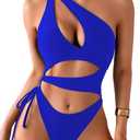Sexy One Piece Swimsuit for Women,Cut Out Keyhole High Cut Cheeky Monokini,Pool Party Beach Wear Vacation (Royal Blue), Size XL